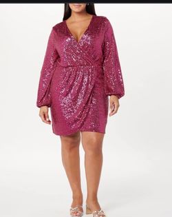 The Drop Women's Helena Sequin Wrap Dress Luminous P ink,
