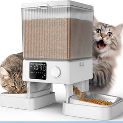 Automatic Cat Feeder for 2 Cats, 20 Cups/5L Automatic Cat Food Dispenser for Small Pets Indoor, Timed Cat Feeder for Dry Food(White)