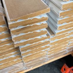 3.75”-5.5” Decorative MDF BASEBOARDS WHITE  PRIMERED AND READY TO PAINT!  16 FT LENGTHS. VERY DESIGNER AND DISCOUNTED DEEPLY