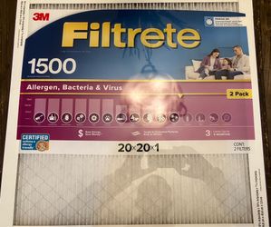 Filtrete 20x20x1 Air Filter, MERV 12, MPR 1500, 2 HVAC Filters