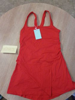 Red Athletic Dress with Built-In Shorts with skort