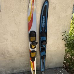 67” Combo Water Skis – O’Brien Performer & Kidder – Adjustable Bindings – Pair