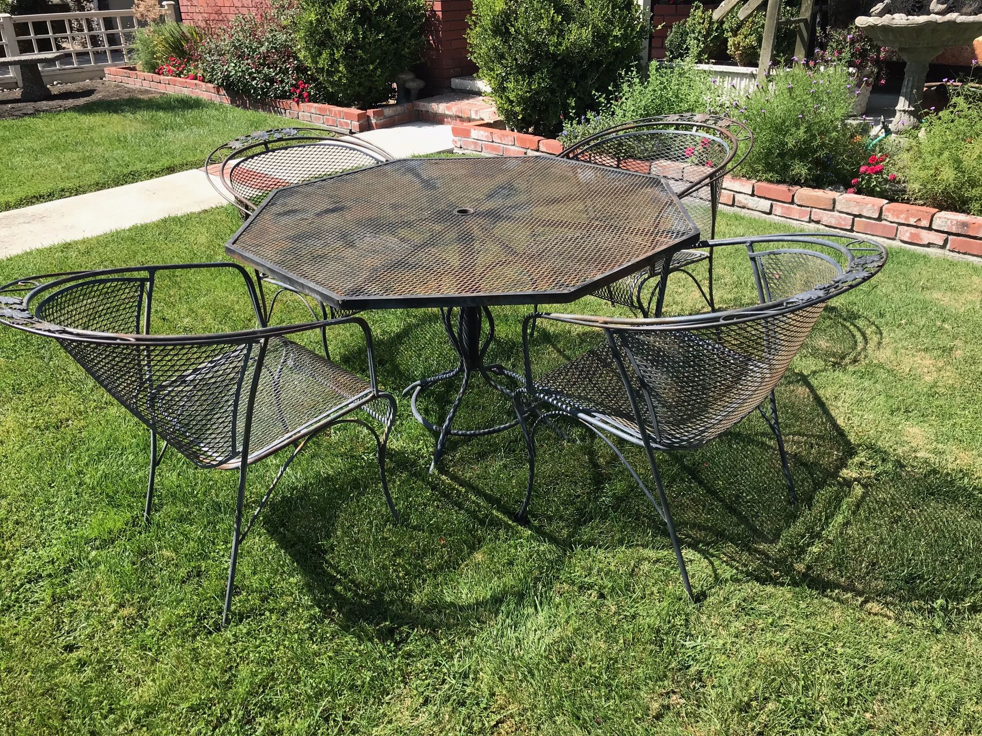 Metal outdoor patio table and chairs