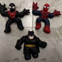 3 Heroes of goo jit zu dc Stretchy Doll Figures Batman, Spider-Man.  Adidas Nike Carhartt Vintage toys Weights Jordans Wrestling    Pick Up 61st/ 1st