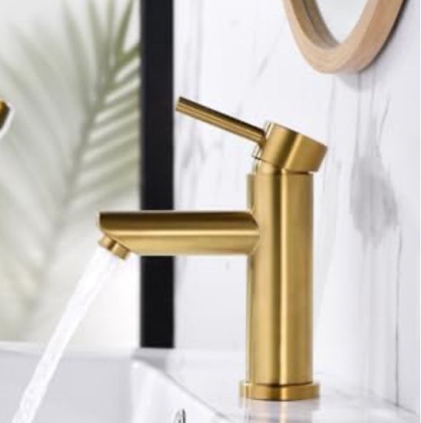 Single Handle Bathroom Sink Faucet Brushed Gold Stainless Steel Basin Mixer Tap