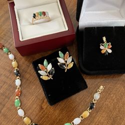 Multi Colored Jade Butterfly Pendant