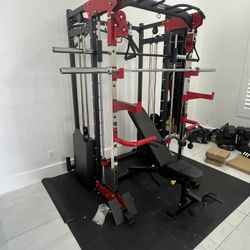 Smith Machine 200 | Adjustable Bench | 245lb Cast Iron Olympic Weights | 7ft Olympic Bar | Fitness | Gym Equipment | FREE DELIVERY/INSTALLATION 🚚 🛠️