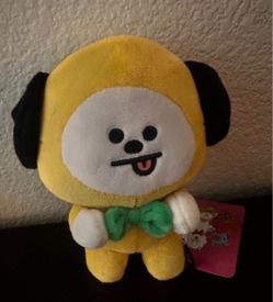 BT21 Line Friends Friendly Chimmy Plush 7” Toy Yellow Green Bow