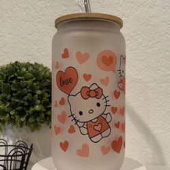 Hello Kitty Frosted Glass Cup