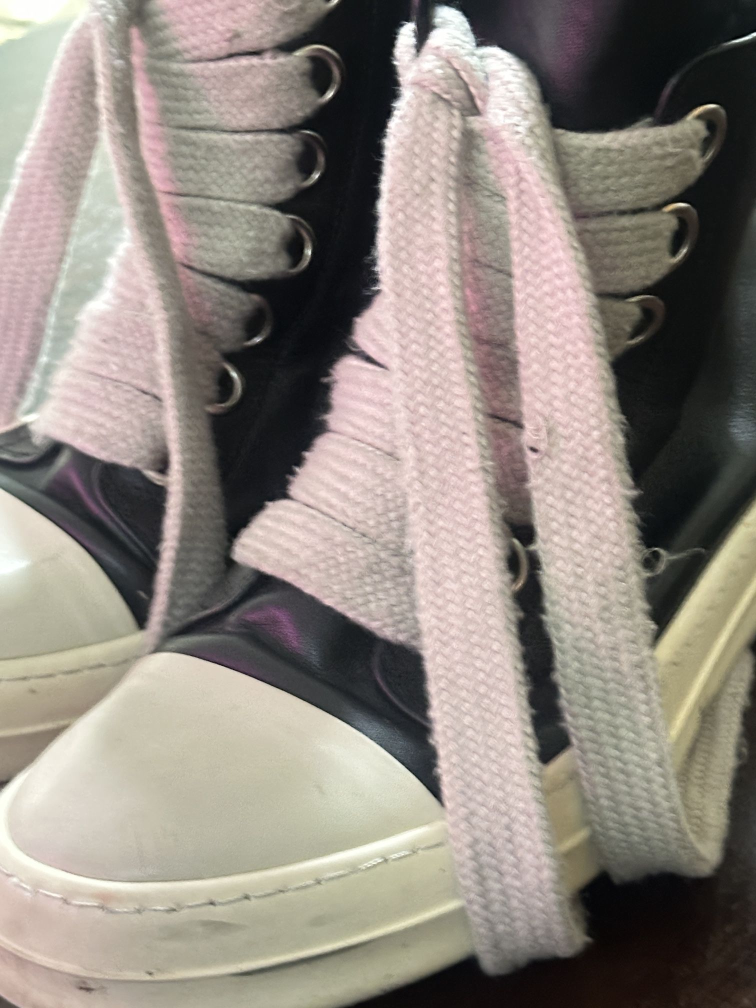 Size 9.5 Rick Owens Porterville High Top Jumbo Laces Sneaker Black