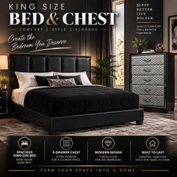 ⭐️FLASH SALE! BRAND NEW KING SIZE BEDFRAME & CHEST