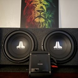 Two JL Audio 12W0v3 Subs Solid Ported Enclosure With Kenwood Excelon X501-1 Amp