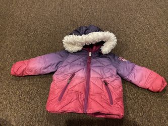 GIRLS SNOZU PUFFER FLEECE LINED JACKET 2T COAT Purple pink white