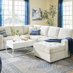 Millcoe Linen RAF Sleeper Sectional & Couch Sofa Loveseat Options 
