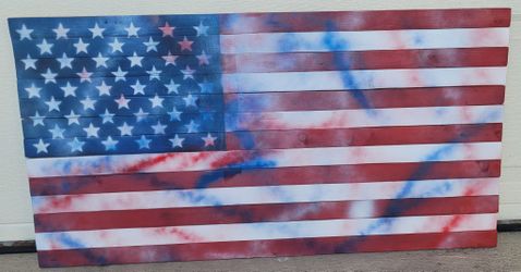 Handmade Wooden American Flag Multi Color
