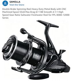 Double Brake Spinning Reel Heavy Duty Metal Body with CNC Machined Spool 55LB Max Drag 6+1 BB Smooth 4.1:1 High Speed Gear Ratio