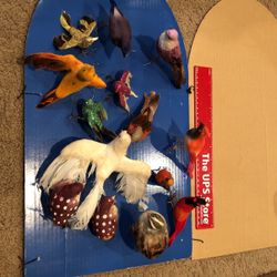Set Of 14 Vintage Bird Christmas Ornaments