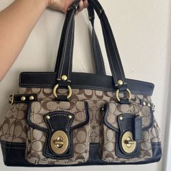 Coach Black/Khaki Legacy Double Turnlock Y2K Purse/ Shoulder Bag #F13131