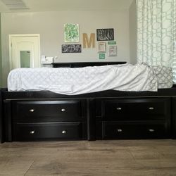 full size bed frame+ daybed+ storage+ drawers + shelves