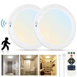 2 Pack Rechargeable LED Ceiling Light with Motion Sensor, 3 Lighting Options (Brand New)