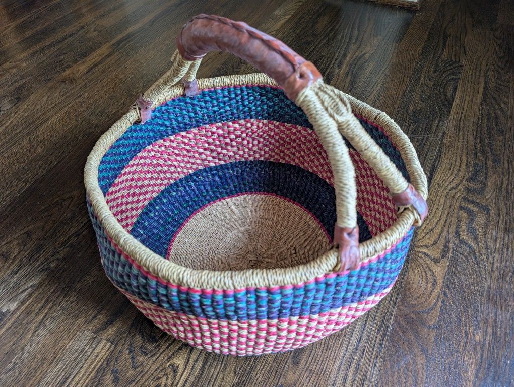 Handmade African Extra Large Market Basket