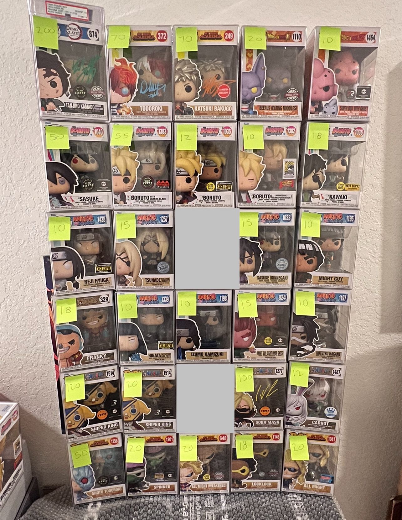 Anime Funko Pop Lot Including Dragon Ball, Naruto, One Piece And More