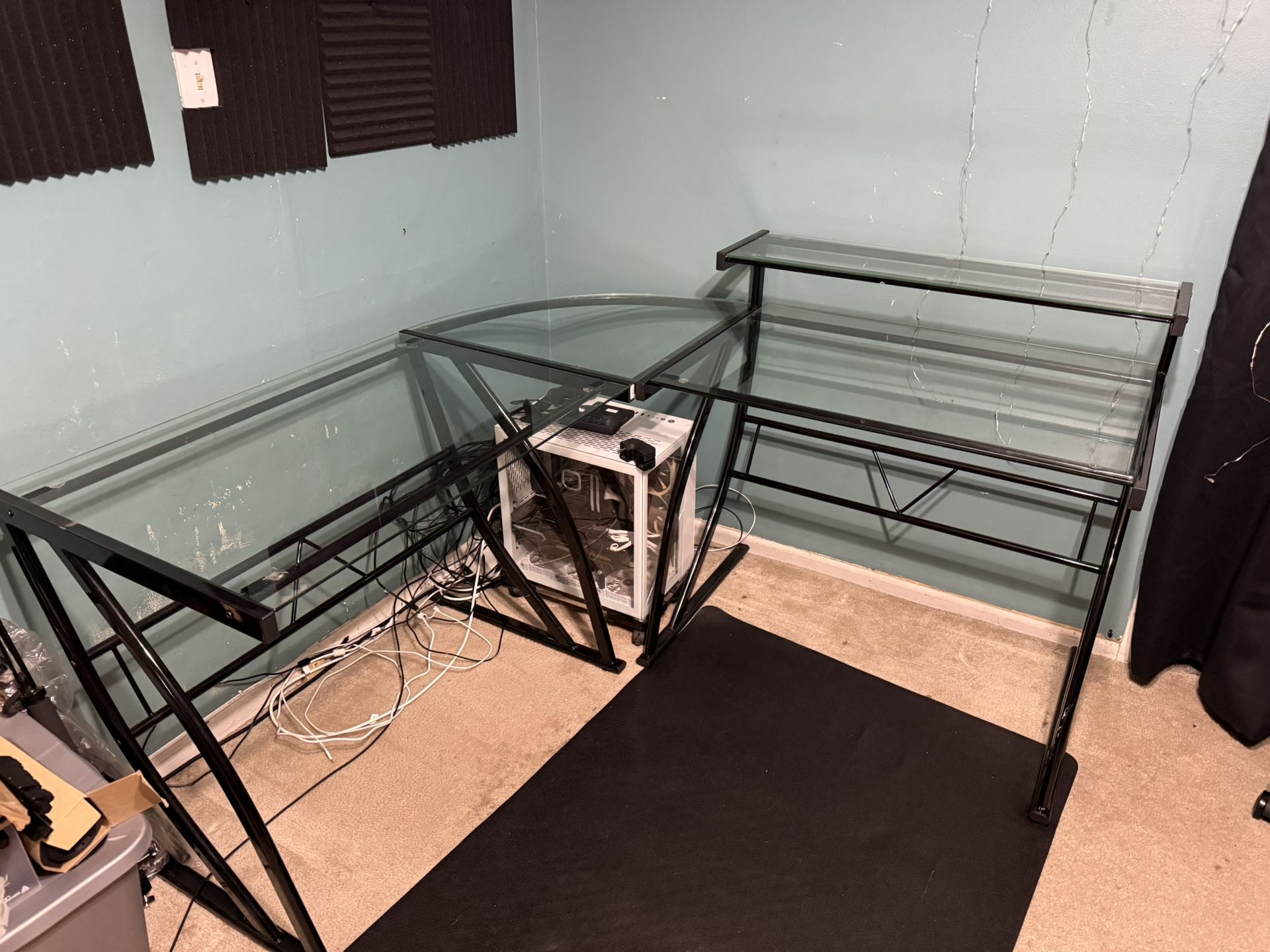 Glass L Desk