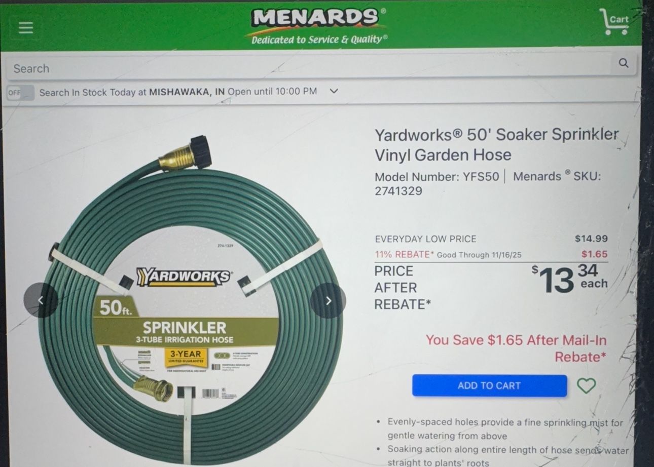 Yardwork  Soaker Sprinkler Vinyl Garden José 