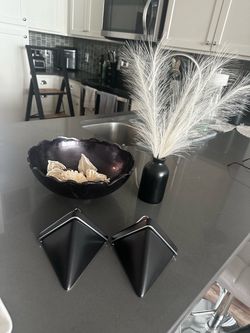 Black themed decoration Paris, Milan faux books, vase, bowl, wall planters