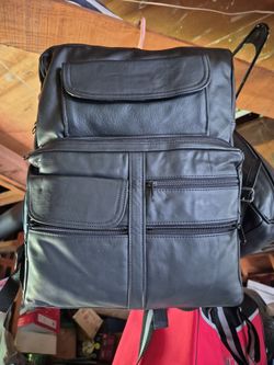 Leather bag pack and small bag