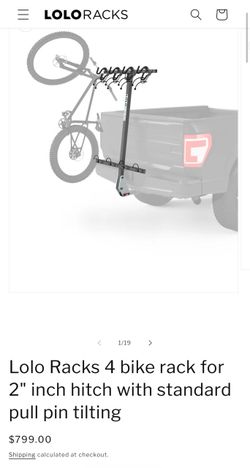 Lolo rack - 4 bike vertical rack, 2” hitch
