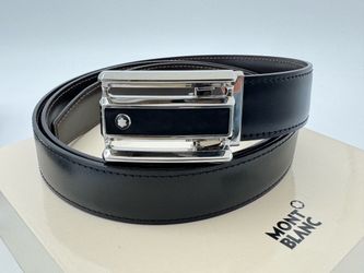 MONTBLANC BLACK / BRN LEATHER CUT TO SIZE REVERSIBLE BELT NEW 100% GENUINE $475