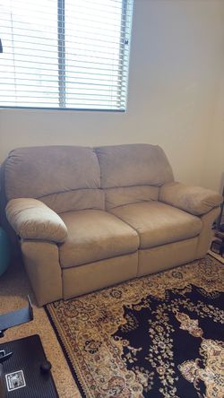 Beige Microfiber Loveseat Sofa