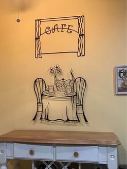 Café Scene Black Metal Wall Art … 3D