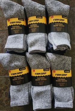 Firm Grip Mens Thermal Work Socks, 4 Pairs Size L