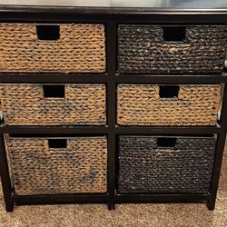 Wood And Wicker Storage/Dresser