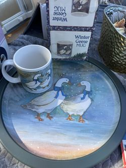 Vintage McCrory Winter Geese Mug & Platter 
