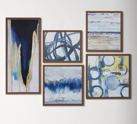 Wade Logan Blue Bliss 5-Piece Framed Canvas Wall Art Set