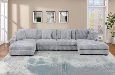 New X-Large 165’ furry corduroy sectional couch / free delivery