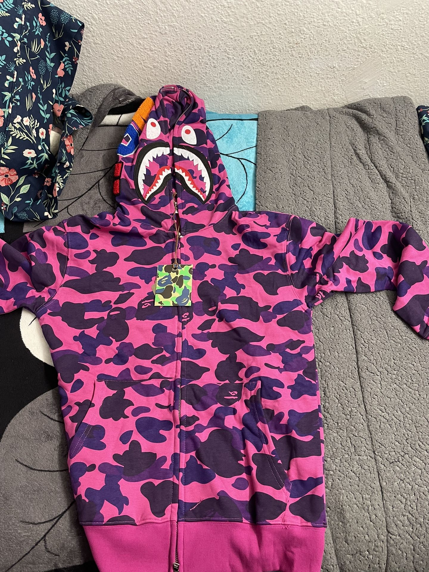 Pink Purple And Blue Bape Jacket Purple Bape Shark Jacket