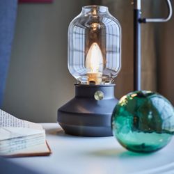 TÄRNABY Table lamp, dimmable anthracite, 10 "