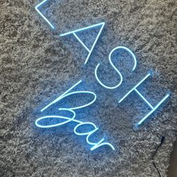 Blue Neon Lash Bar Sign