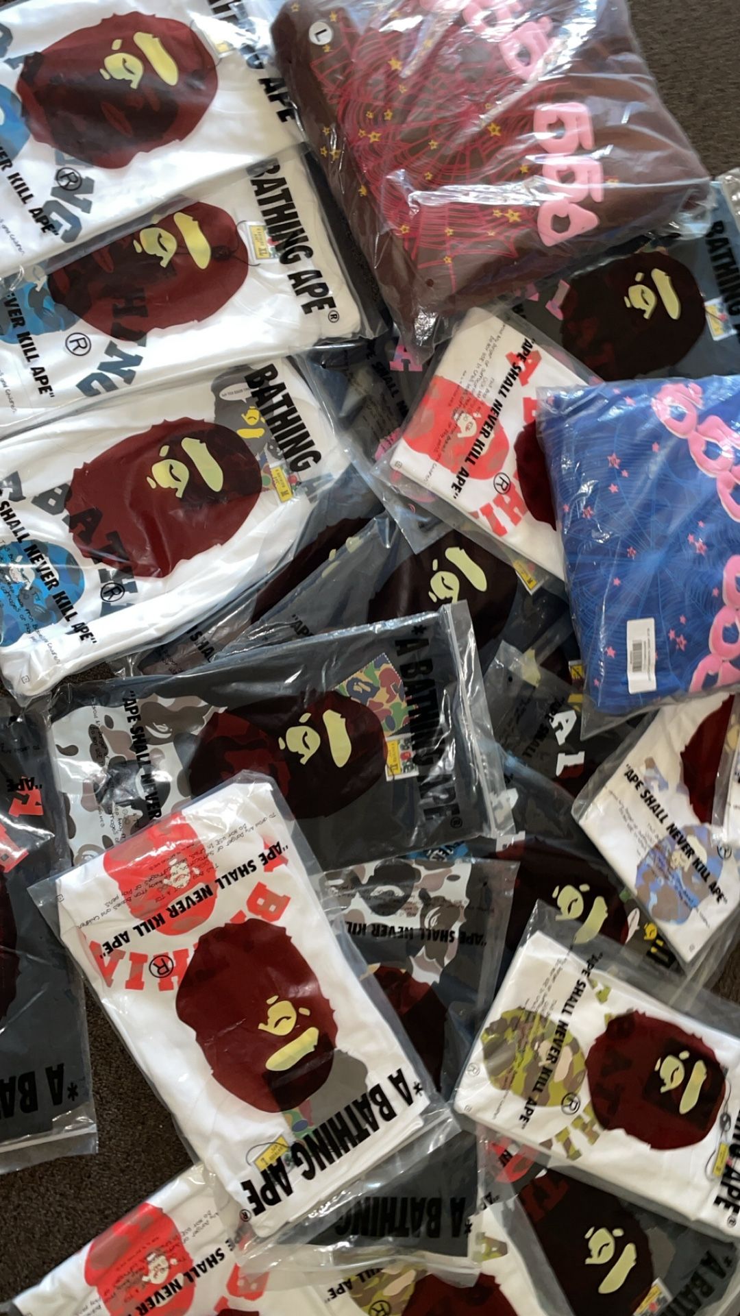 Sp5der hoodie/Bape shirts