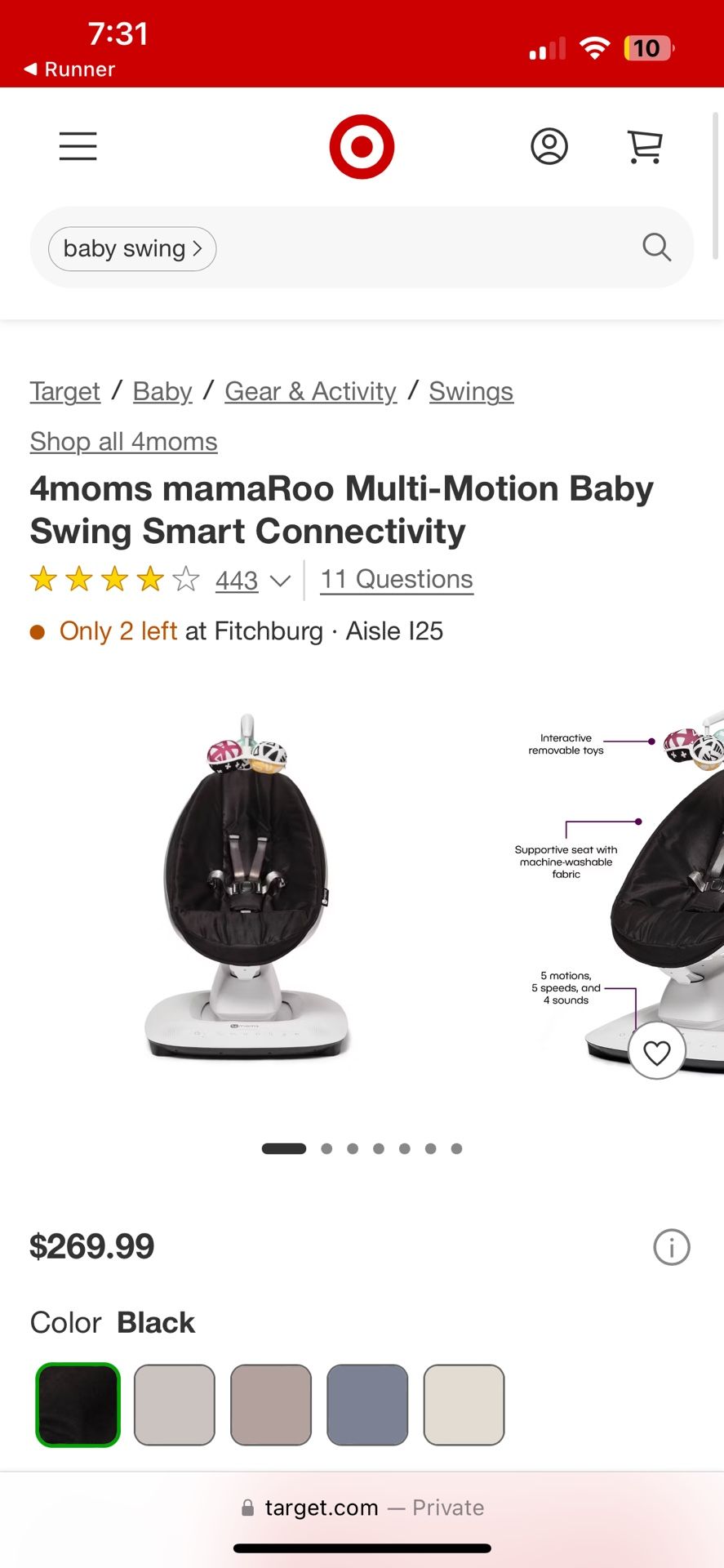 4moms mamaRoo Multi-Motion Baby Swing Smart Connectivity