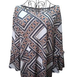 Chico's Multicolor Geometric Blouse Sz 2