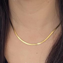 3mm 14k Gold Herringbone Necklace 