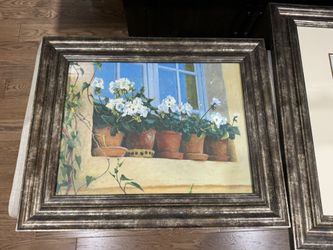 Framed Wall Art Home Decor Flower And Window Wall Painting 1pc