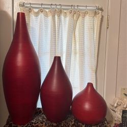 Red Mid Century Vases 