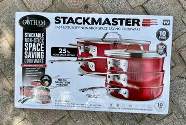 Gotham Steel 10 Pc STACKMASTER Nonstick Pots and Pans Set Ceramic Cookware Kitchen Set
