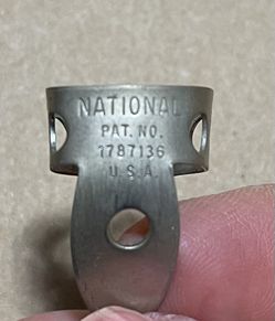 Vintage National Finger Pick  Steel Metal Pat N0: 1787136 USA $130 Both firm on price.
